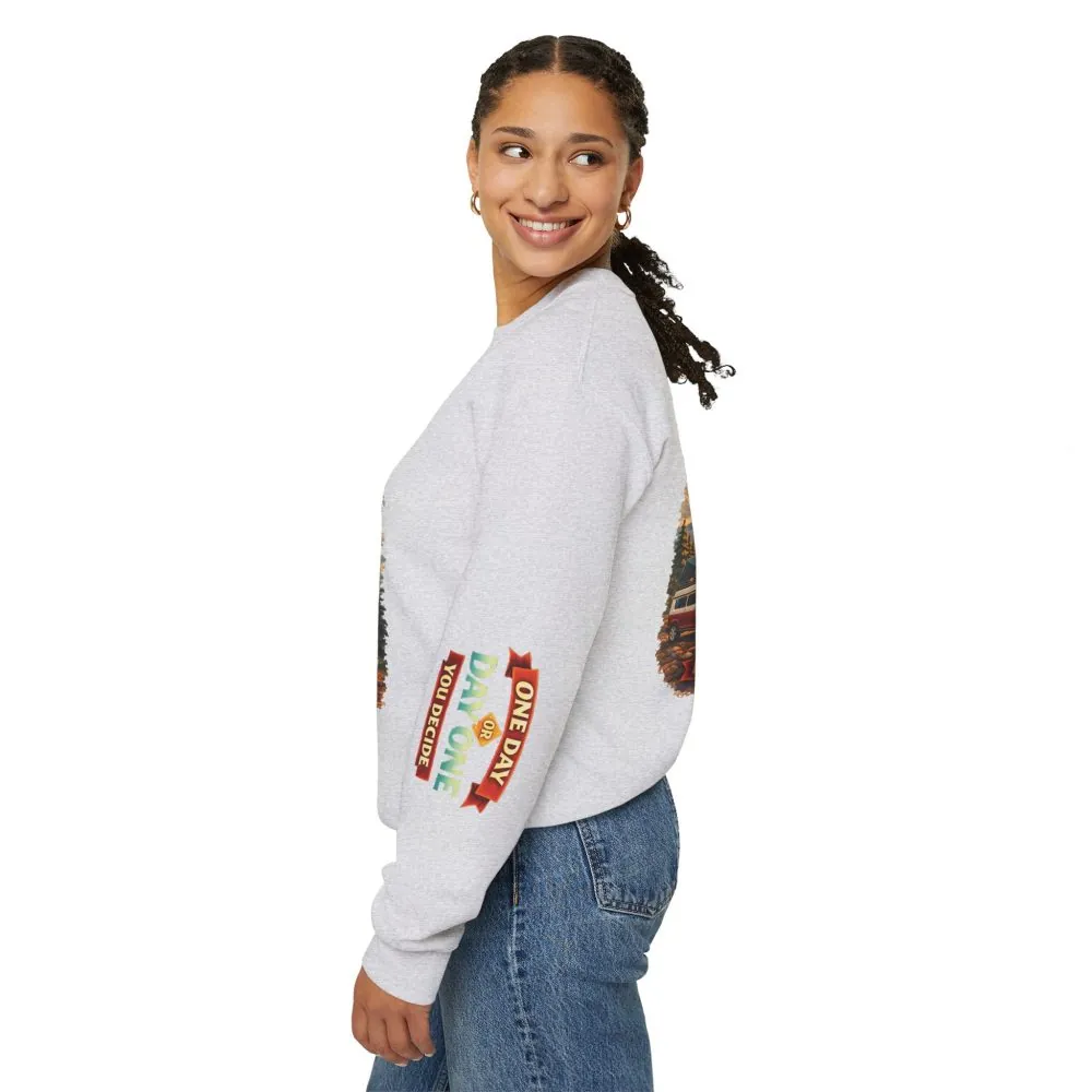 Unisex Heavy Blend™ Crewneck Sweatshirt — "One Day Or Day One" Design Scenic-Line