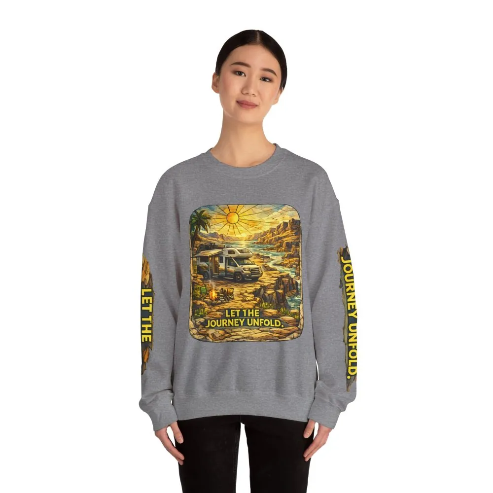 3327213771856338478_2048.jpeg Unisex Heavy Blend™ Crewneck Sweatshirt — "Let The Journey Unfold" Design Cubic-Line