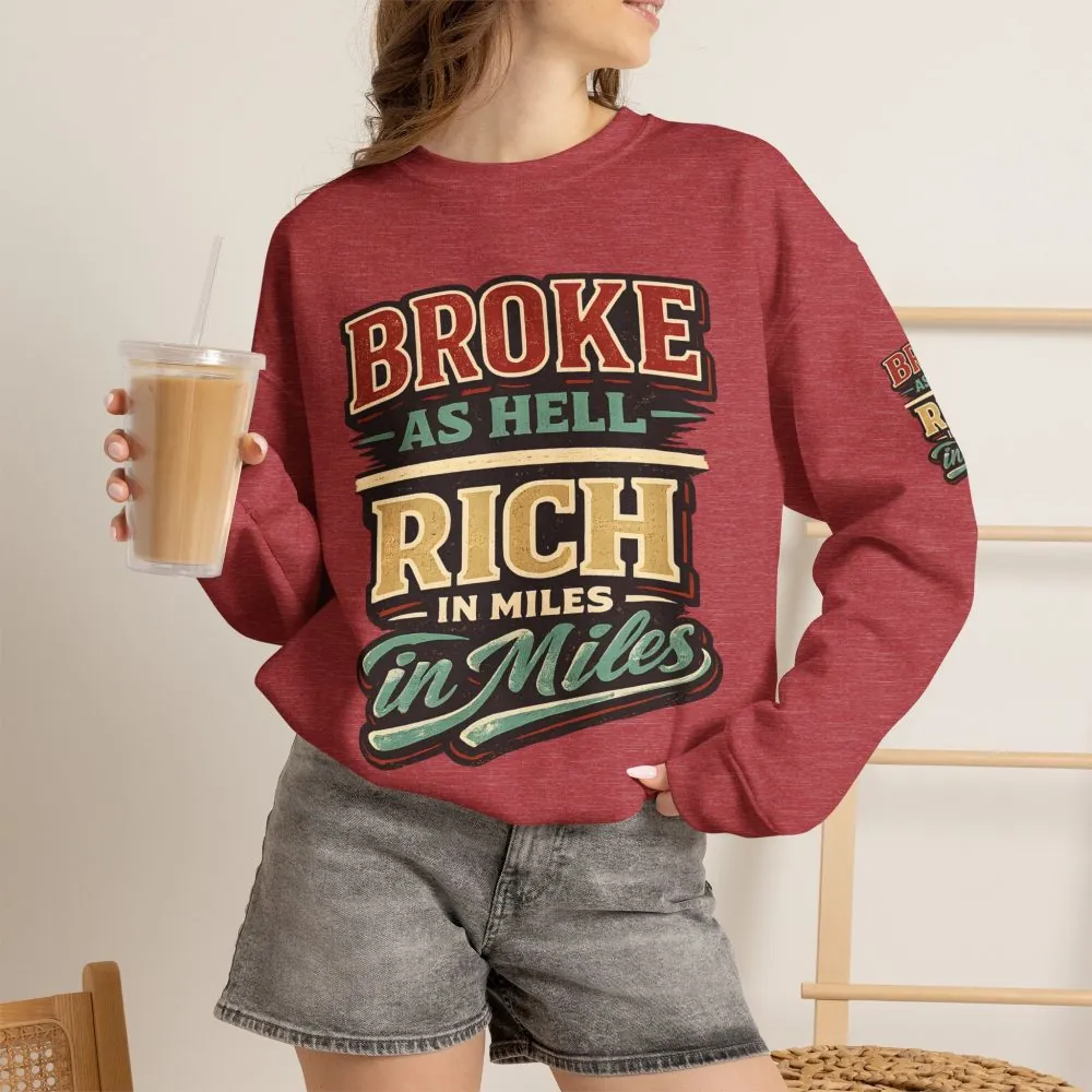 Unisex Heavy Blend™ Crewneck Sweatshirt — "Broke As Hell" Design F**K-Line