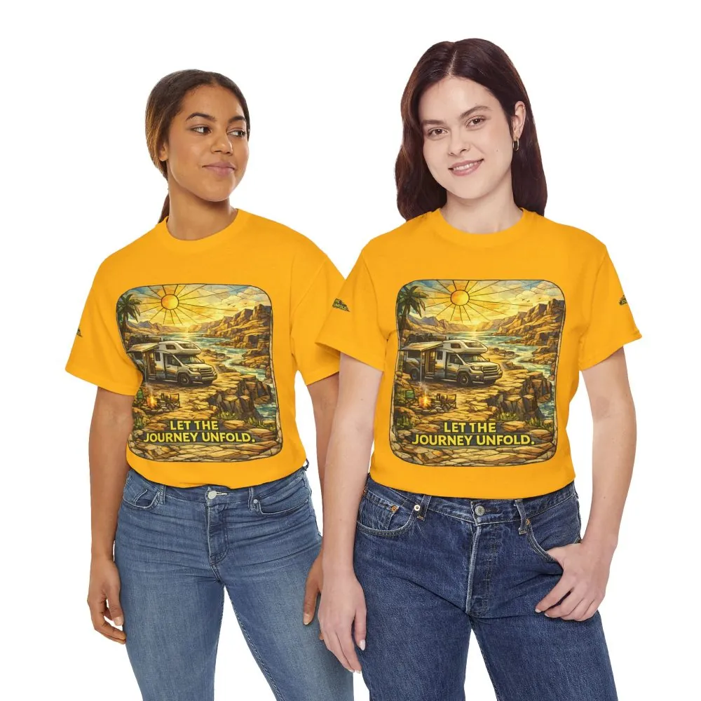 Unisex Heavy Cotton Tee — "Let The Journey Unfold" Design Cubic-Line