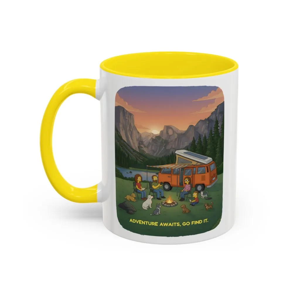 Accent Coffee Mug (11, 15oz) — "Adventure Awaits-Go Find It"" Design Sitcom-Line