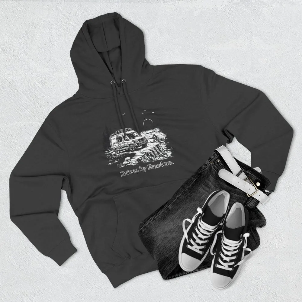 3352904347567640529_2048.jpeg Three-Panel Fleece Hoodie - "Driven By Freedom" Design Minimal-Line