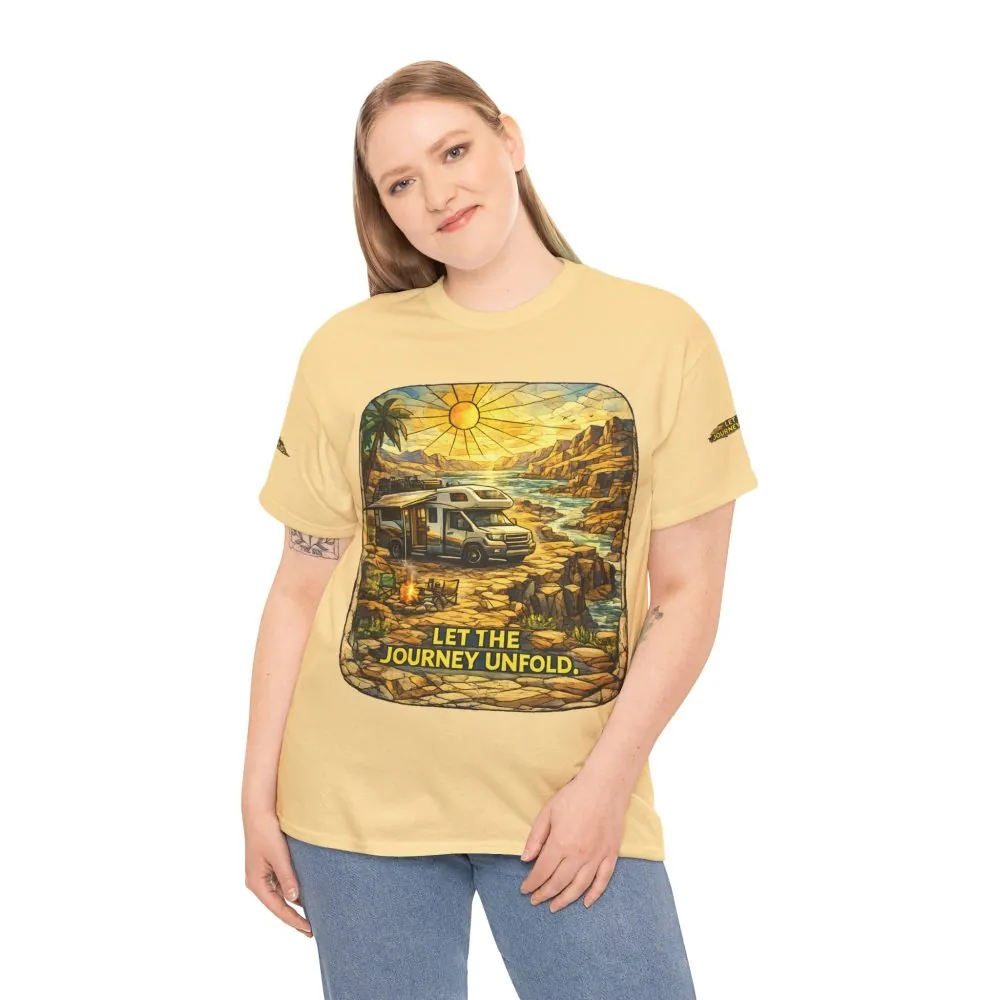 Unisex Heavy Cotton Tee — "Let The Journey Unfold" Design Cubic-Line
