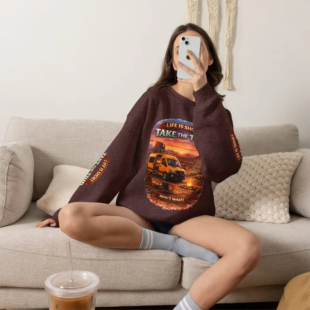 Unisex Heavy Blend™ Crewneck Sweatshirt — "Life Is To Short-Take The Trip" Design Scenic-Line