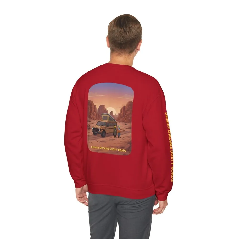 Unisex Heavy Blend™ Crewneck Sweatshirt — "Desert Dreams Dusty Roads" Design Sitcom-Line