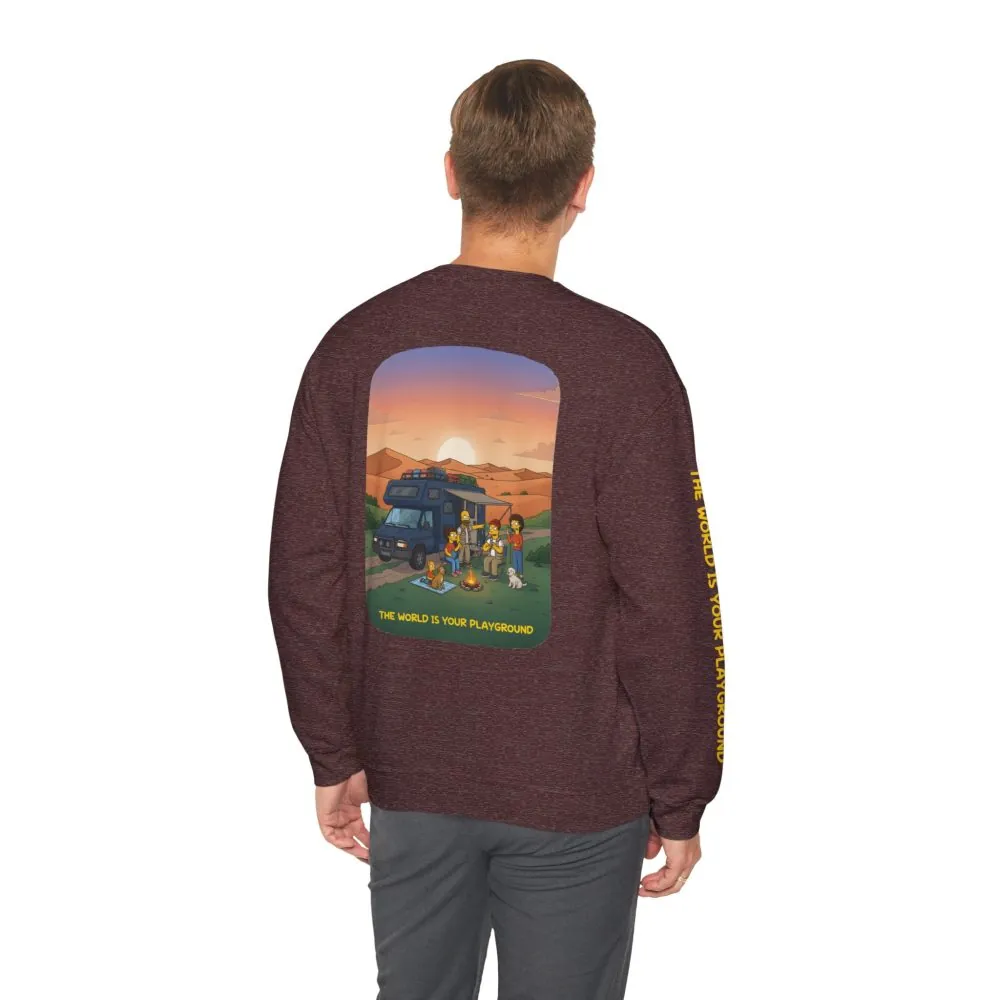 Unisex Heavy Blend™ Crewneck Sweatshirt — "The World Is Your playground" Design Sitcom-Line