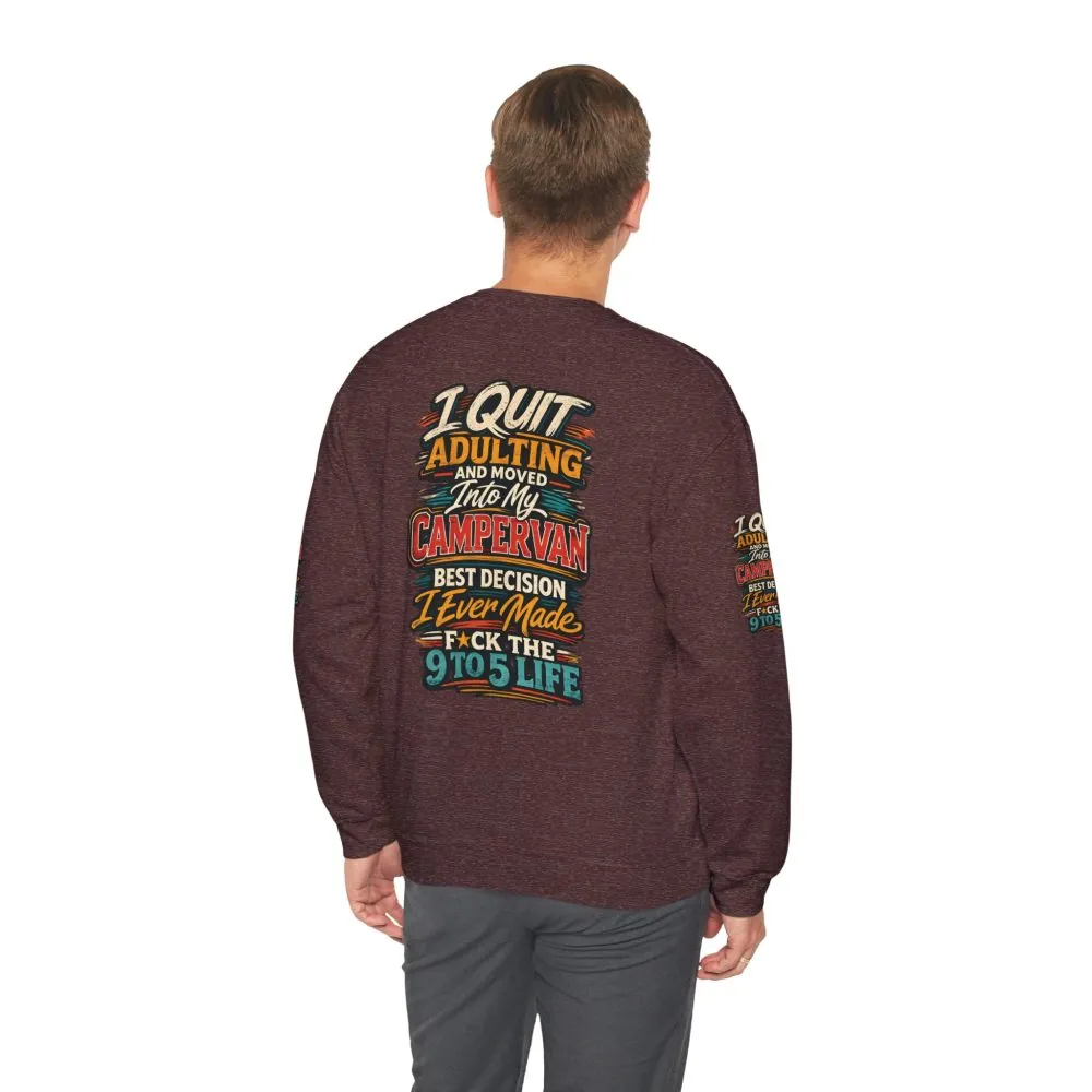 Unisex Heavy Blend™ Crewneck Sweatshirt — "I Quit Adulting" Design F**K-Line