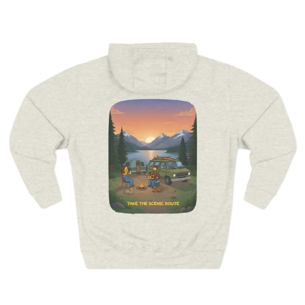Three-Panel Fleece Hoodie - "Take The Scenic Route" Design Sitcom-Line