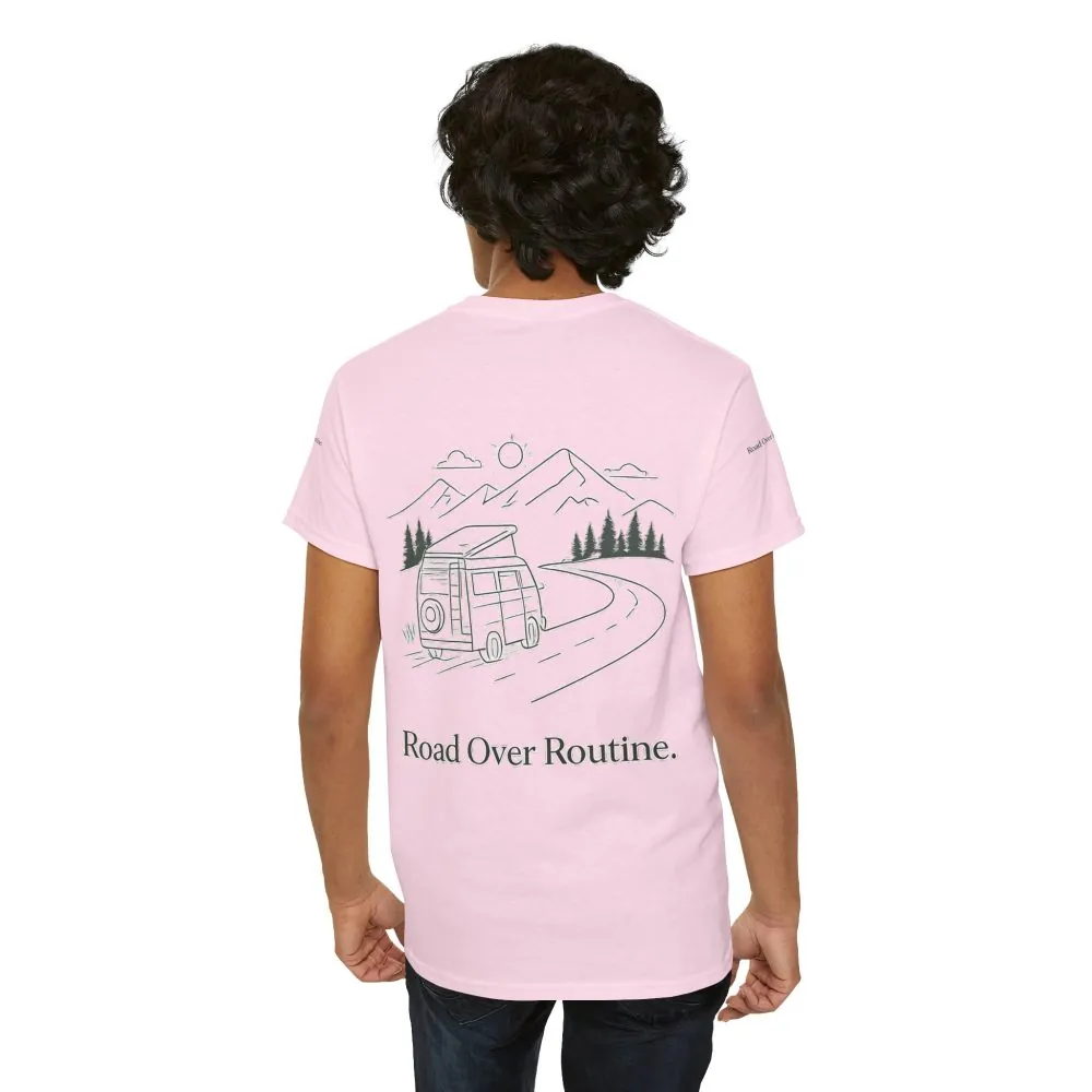 3372478308509957244_2048.jpeg Unisex Heavy Cotton Tee — "Road Over Routine" Design Minimal-Line