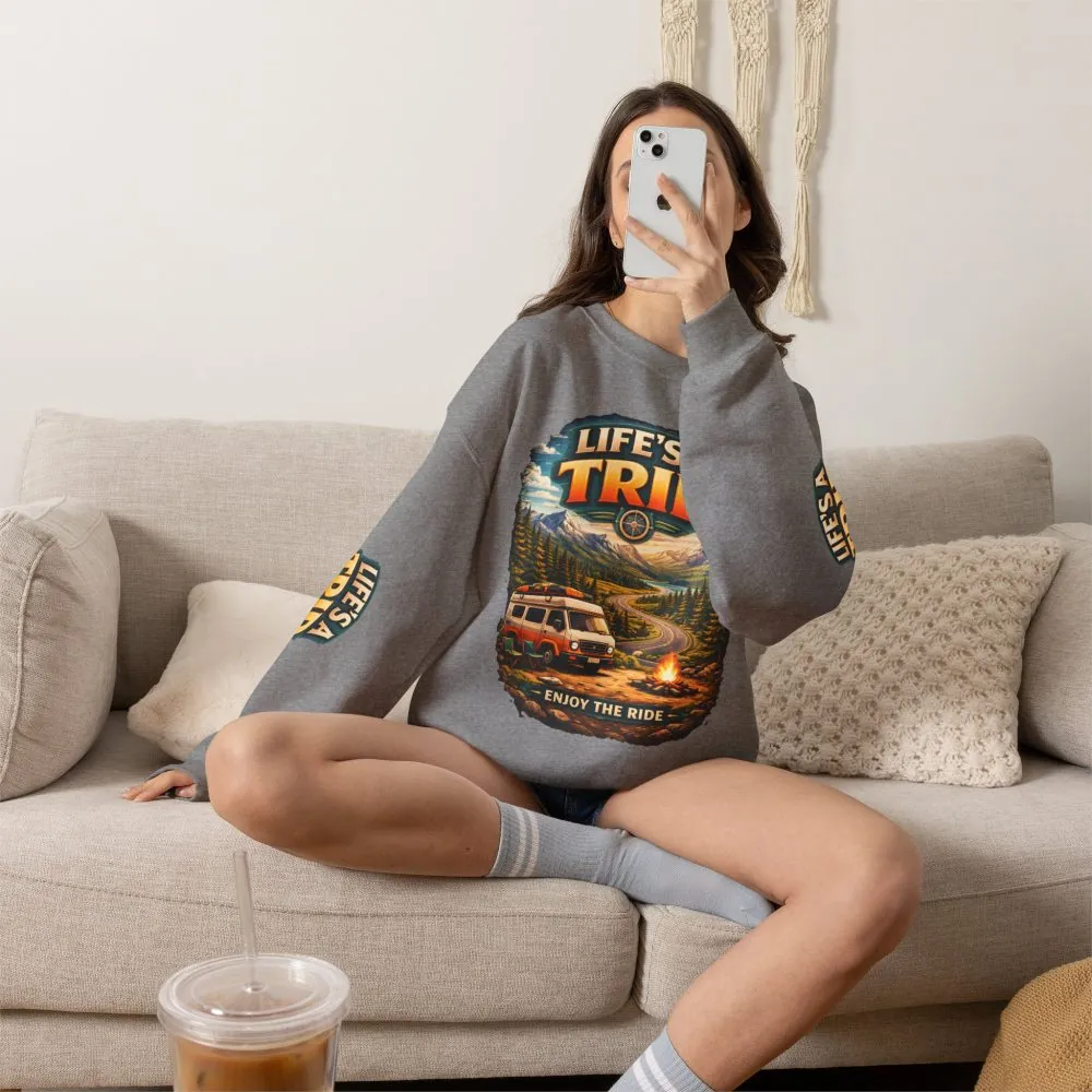 Unisex Heavy Blend™ Crewneck Sweatshirt — "Life s A Trip" Design Scenic-Line
