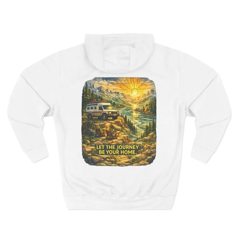3386753148973989042_2048.jpeg Three-Panel Fleece Hoodie - "Let The Journey Be Your Home" Design Cubic-Line