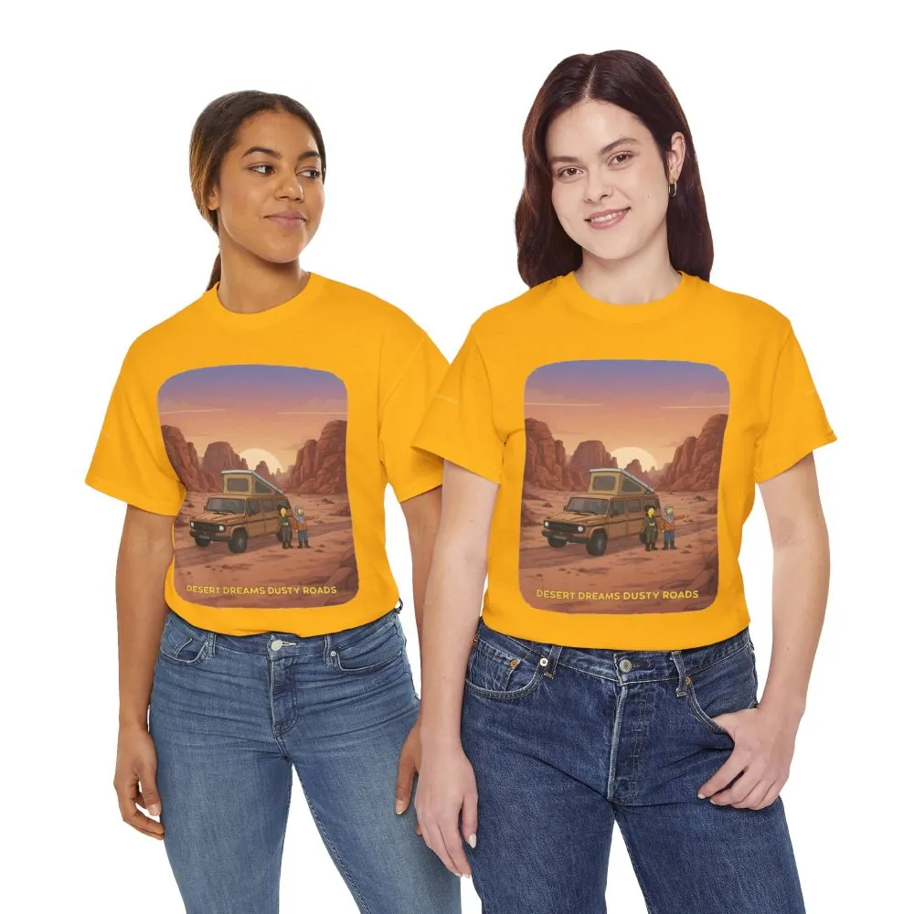Unisex Heavy Cotton Tee — "Desert Dreams Dusty Roads" Design Sitcom-Line