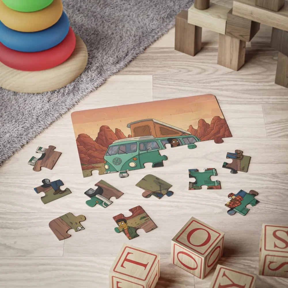 Kids' 30‑Piece Camping Puzzle — Retro Camper Road Trip Scene