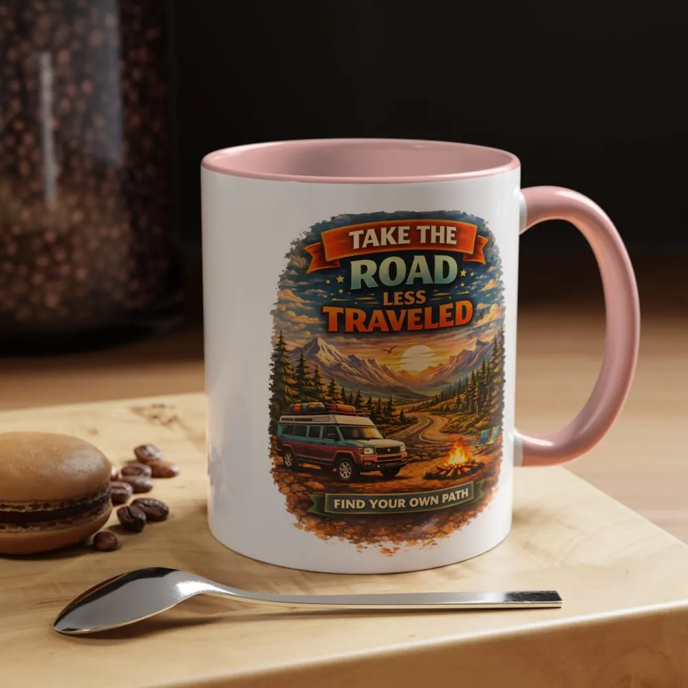 340031001326961914_2048.jpeg Accent Coffee Mug (11, 15oz) — "Take The Road Less Traveled" Design Scenic-Line