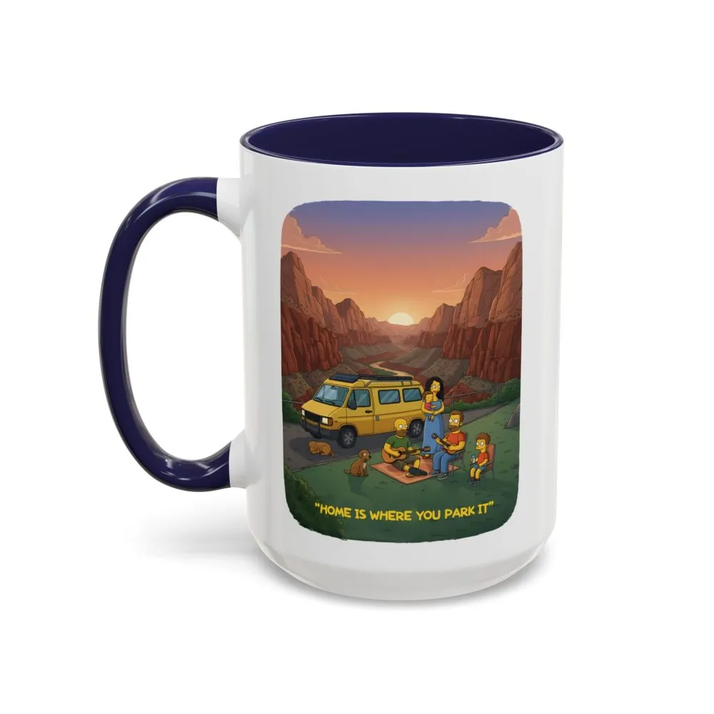 Accent Coffee Mug (11, 15oz) — "Home Is Where You Park It" Design Sitcom-Line