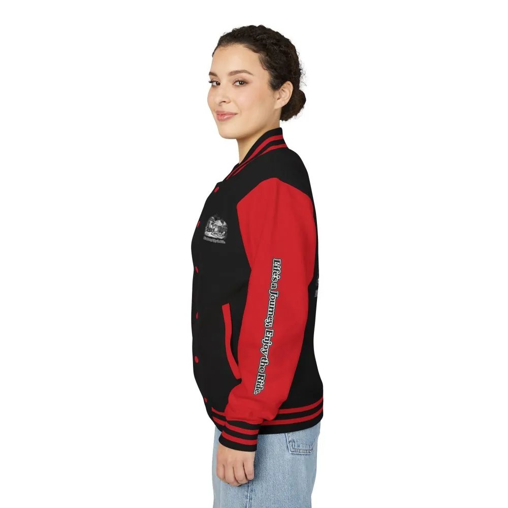 Unisex Heavyweight Letterman Jacket — "Lifes A Journey,Enjoy The Ride" Travel Varsity Coat