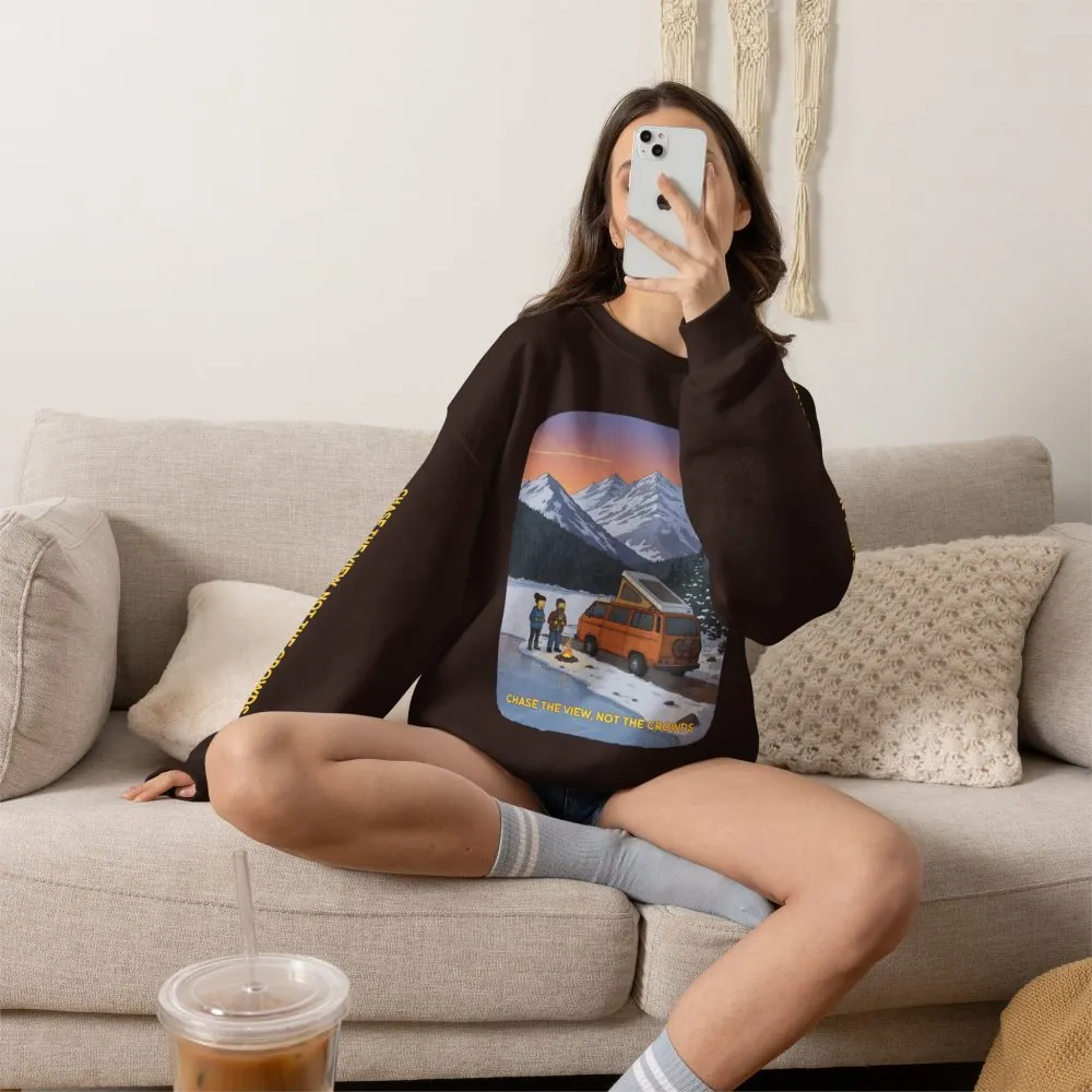 Unisex Heavy Blend™ Crewneck Sweatshirt — "Chase The Views-Not The Crowds"" Design Sitcom-Line