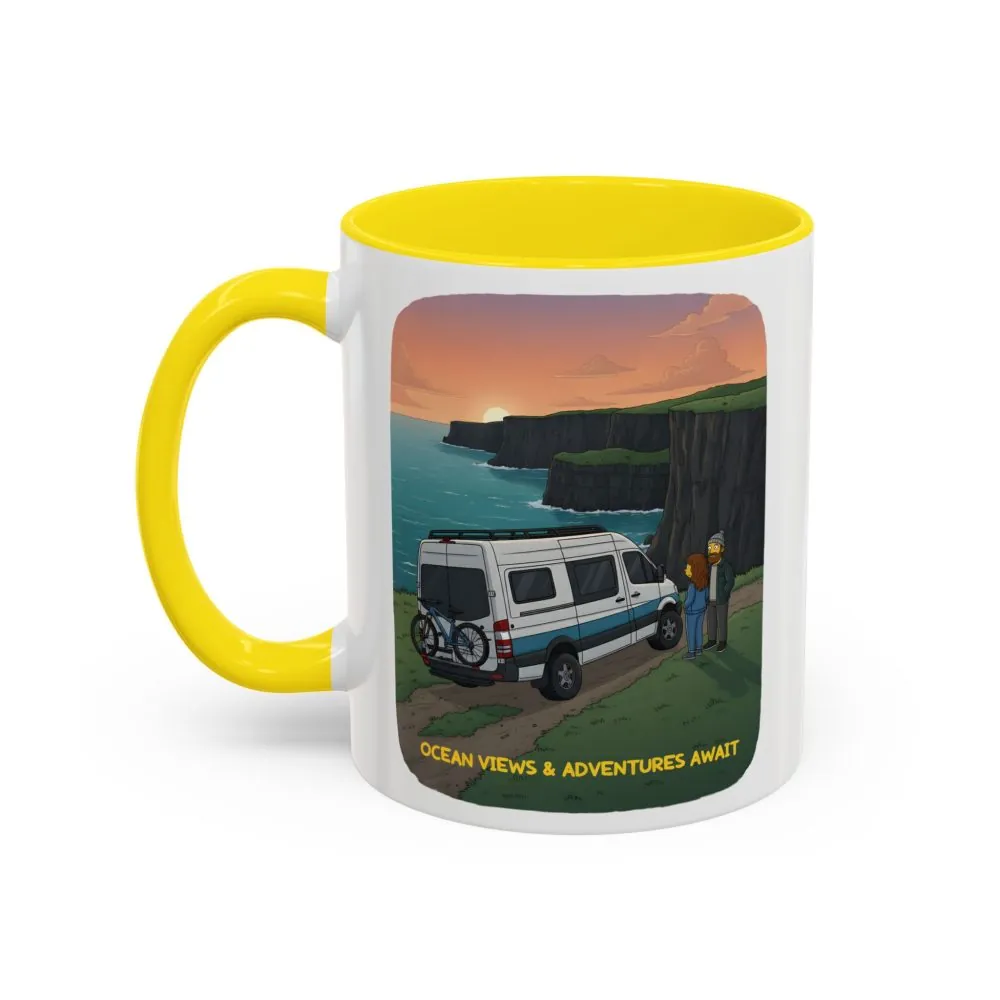 Accent Coffee Mug (11, 15oz) — "Ocean Views-Adventures Awaits" Design Sitcom-Line