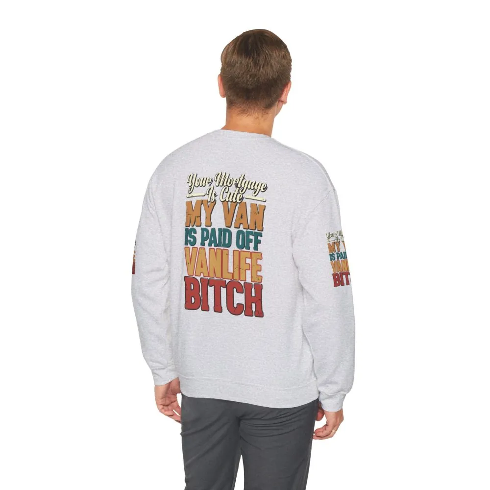 Unisex Heavy Blend™ Crewneck Sweatshirt — "Your Mortgage Is Cute" Design F**K-Line