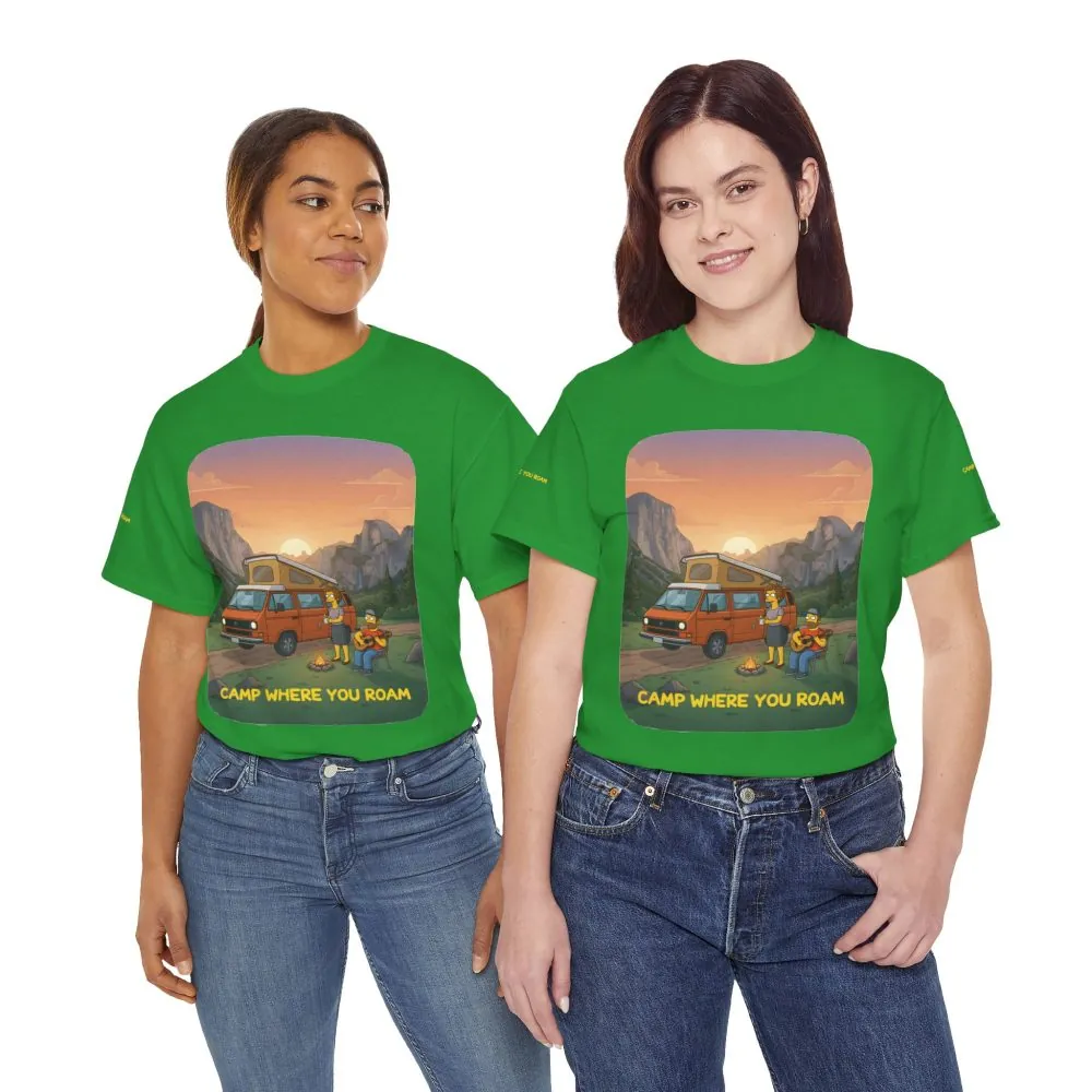 Unisex Heavy Cotton Tee — "Camp Where You Roam" Design Sitcom-Line