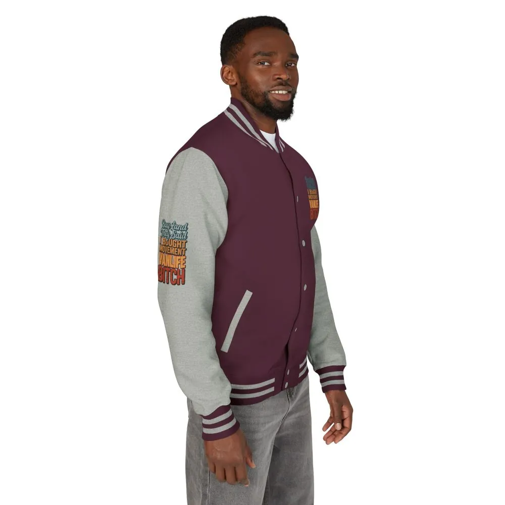 3438945721730630807_2048.jpeg Unisex Heavyweight Letterman Jacket — "Buy Land They Said" Design F**K-Line