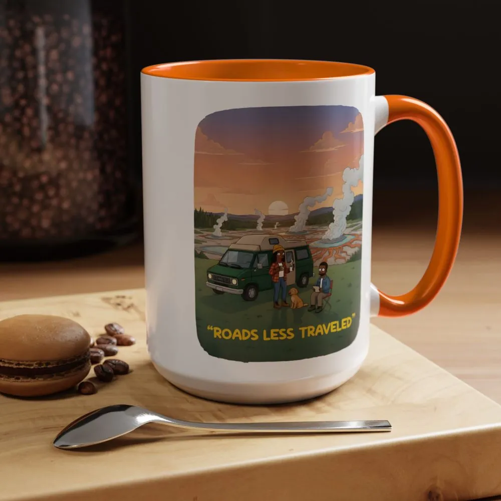 Accent Coffee Mug (11, 15oz) — "Roads Less Traveled" Design Sitcom-Line