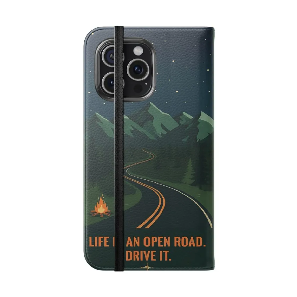 3444288755871509671_2048.jpeg Flip Phone Case — "Roam More Worry Less - Life Is An Open Road" Phone Wallet