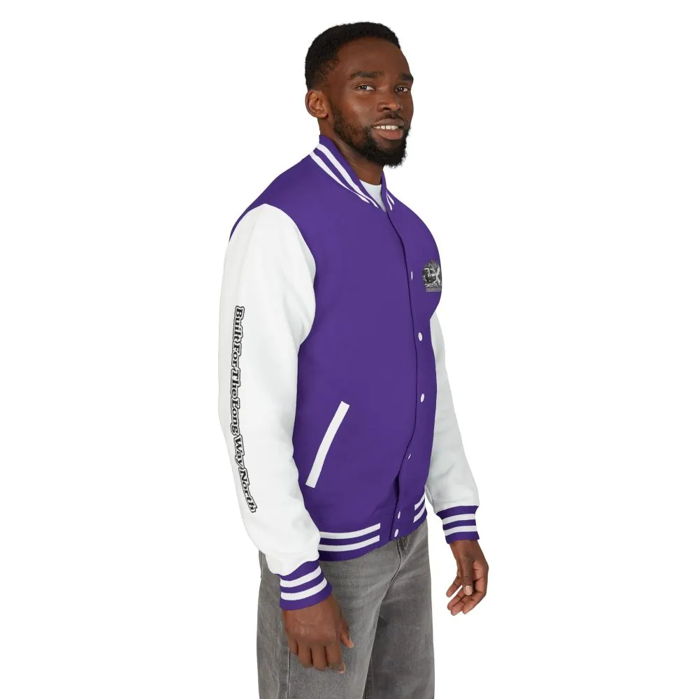 Unisex Heavyweight Letterman Jacket — "Built For The Long Way North" Travel Varsity Coat