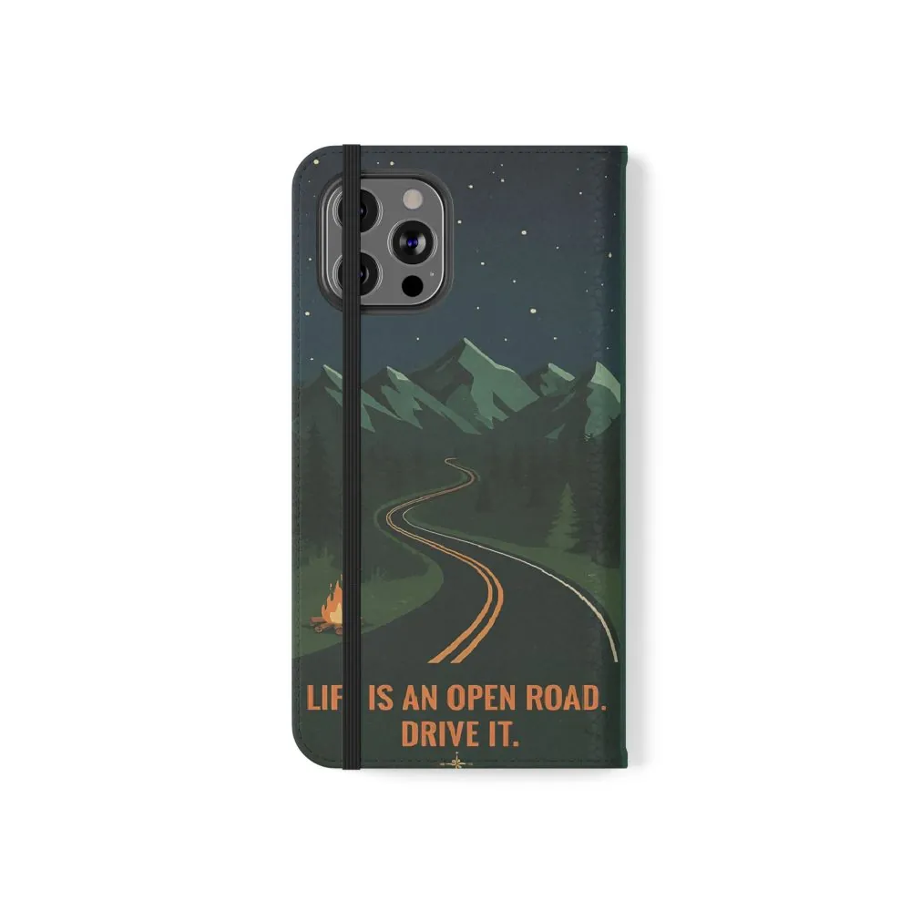 3455733497655821797_2048.jpeg Flip Phone Case — "Roam More Worry Less - Life Is An Open Road" Phone Wallet