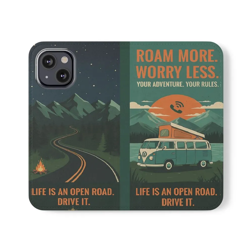 3463408424124414279_2048.jpeg Flip Phone Case — "Roam More Worry Less - Life Is An Open Road" Phone Wallet