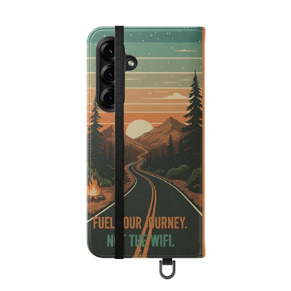 Flip Phone Case — "Adventure Awaits Unplug & Drive" Wallet Case