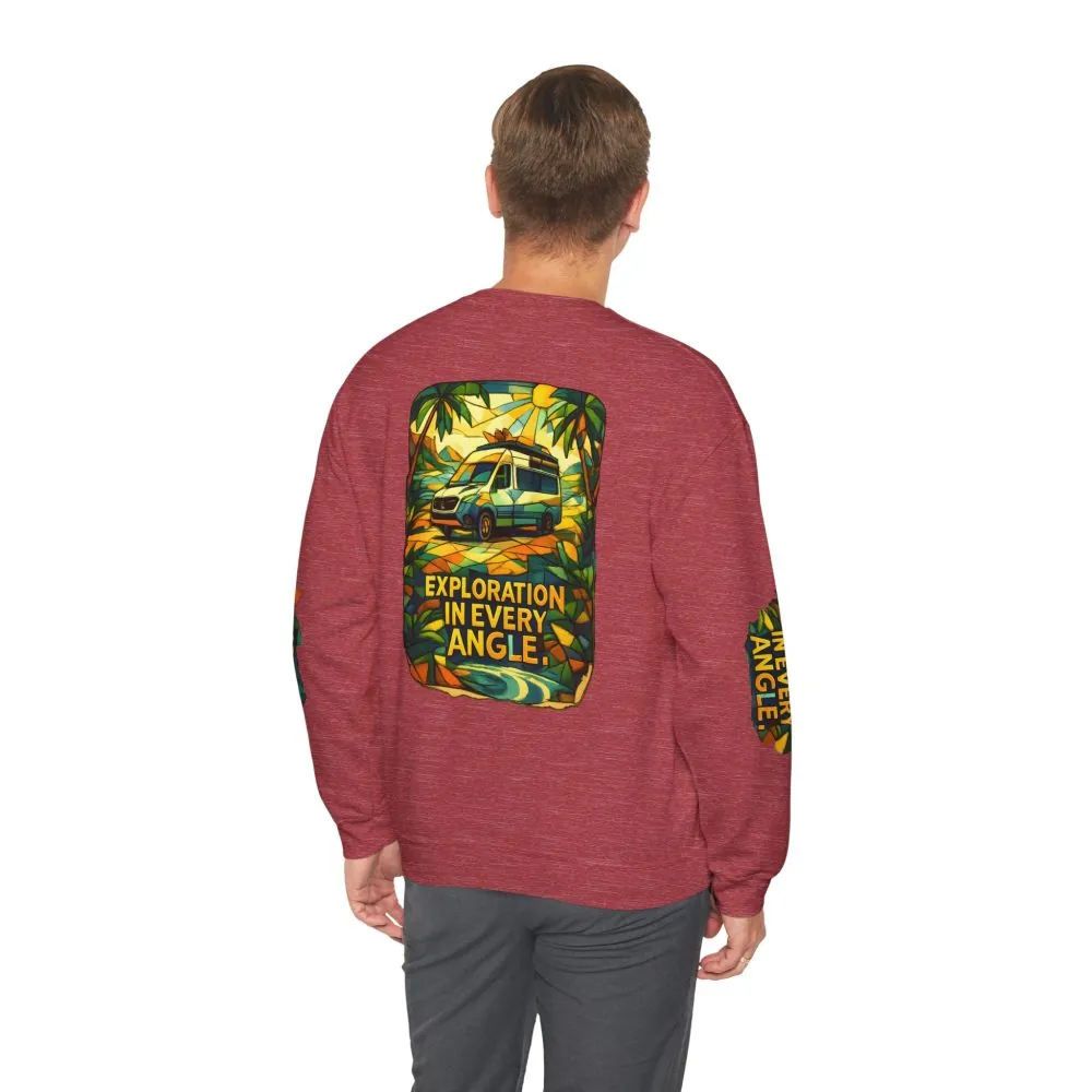 Unisex Heavy Blend™ Crewneck Sweatshirt — "Exploration In Every Angle" Design Cubic-Line