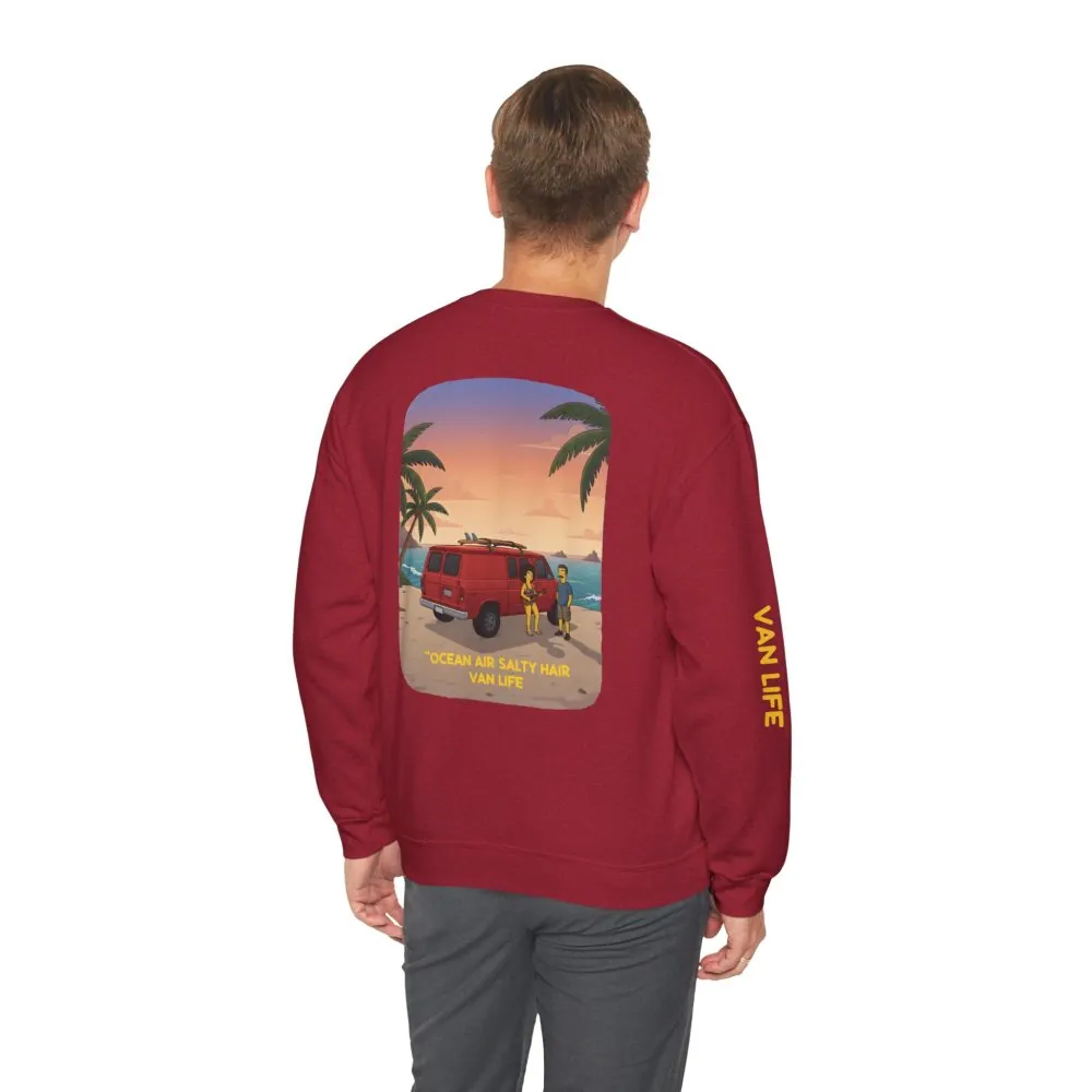 3477522937672750671_2048.jpeg Unisex Heavy Blend™ Crewneck Sweatshirt — "Ocean Air Salty Hair Van Life" Design Sitcom-Line