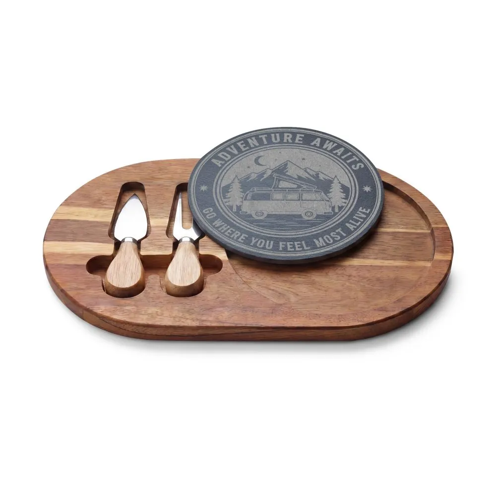 Engraved Charcuterie Board - "Adventure Awaits-Go Where You Feel Most Alive" (4 Variants Available)