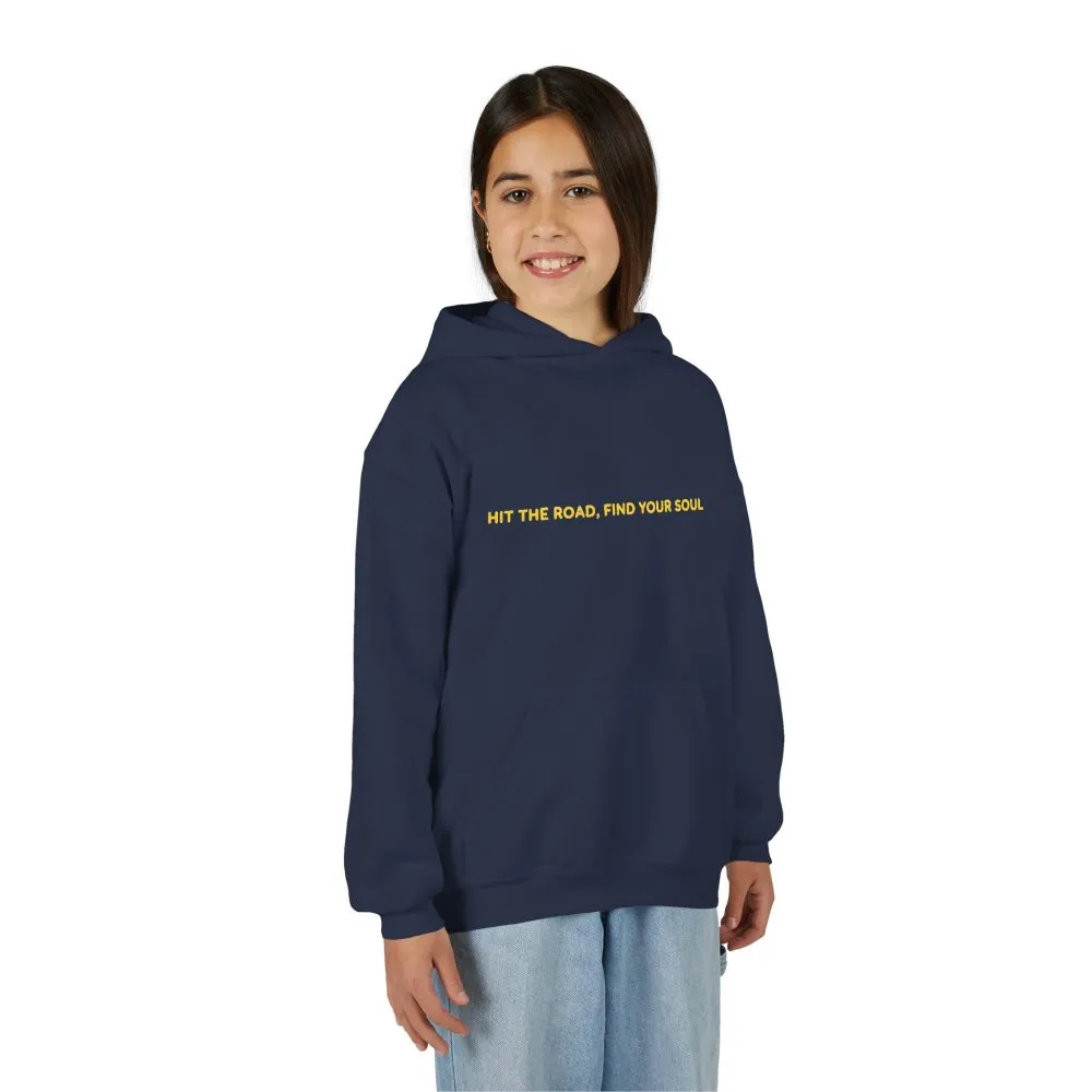 Youth Hoodie(Gildan) – "Hit The Road-Find Your Soul" (Design Sitcom-Line)