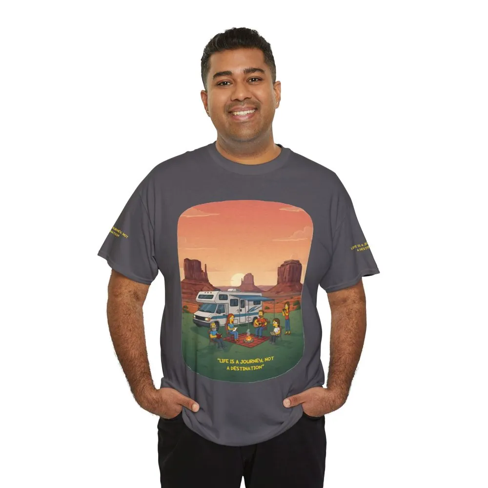 Unisex Heavy Cotton Tee — "Life Is A Journey-Not A Destination" Design Sitcom-Line
