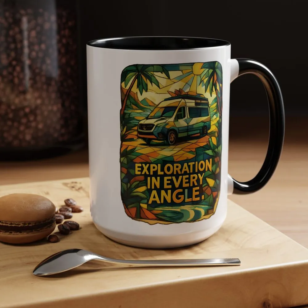 Accent Coffee Mug (11, 15oz) — "Exploration In Every Angle" Design Cubic-Line