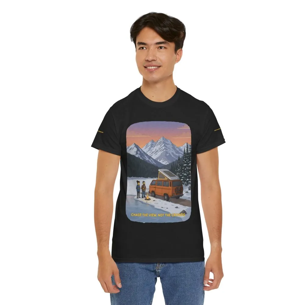 Unisex Heavy Cotton Tee — "Chase The Views-Not The Crowds" Design Sitcom-Line