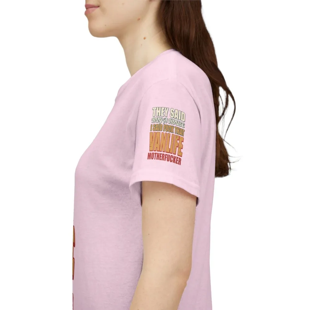 Unisex Heavy Cotton Tee — "They Said Buy A House" Design F**K-Line