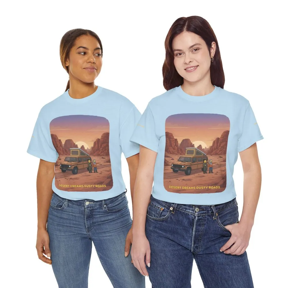Unisex Heavy Cotton Tee — "Desert Dreams Dusty Roads" Design Sitcom-Line