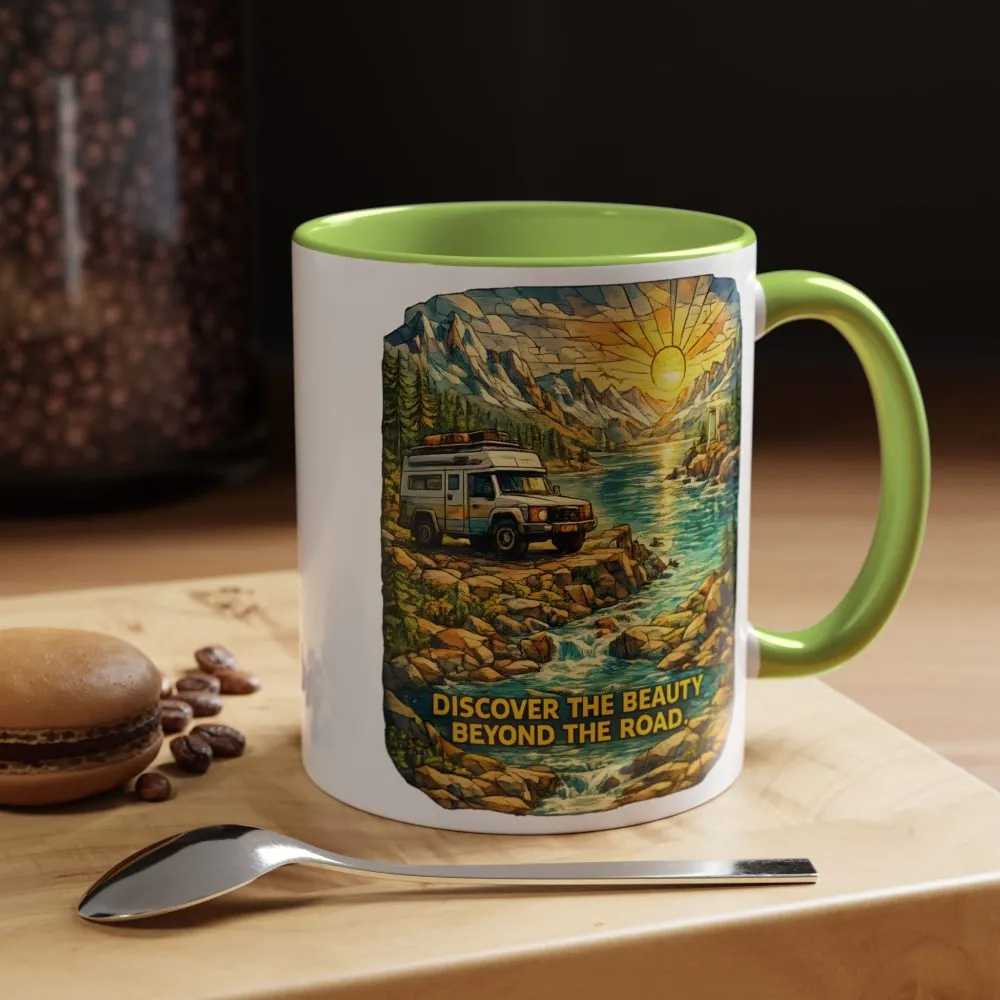 3525182929553045219_2048.jpeg Accent Coffee Mug (11, 15oz) — "Discover The Bieuty Beyond The Road" Design Cubic-Line