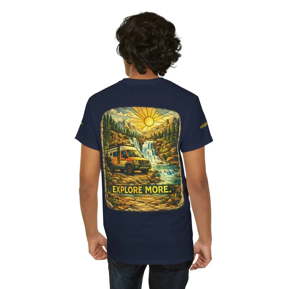 Unisex Heavy Cotton Tee — "Explore More" Design Cubic-Line