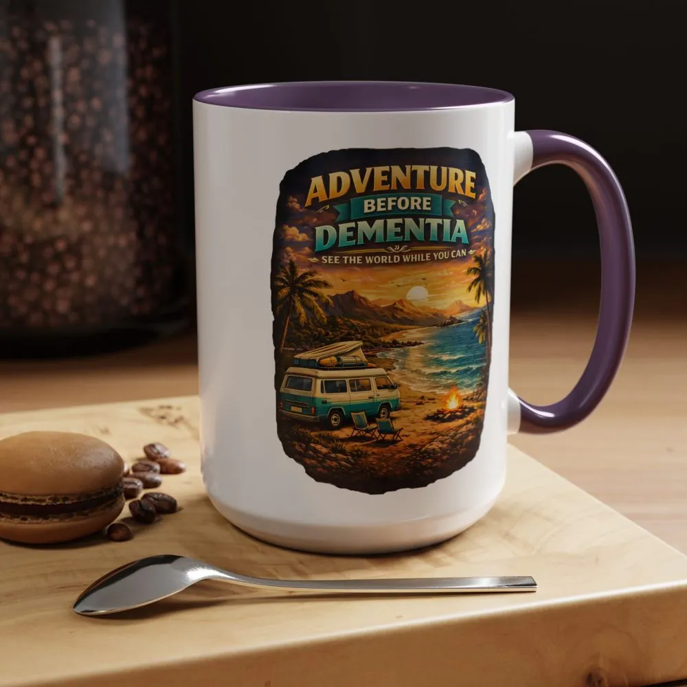 Accent Coffee Mug (11, 15oz) — "Adventure Before Dementia" Design Scenic-Line