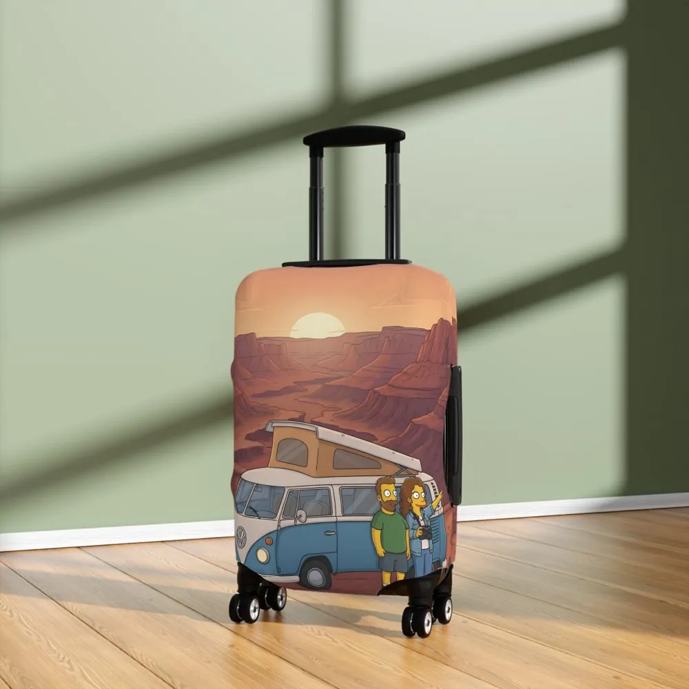 Luggage Cover — Adventure Camper Sketch Travel Suitcase(Design Sitcom-Line)