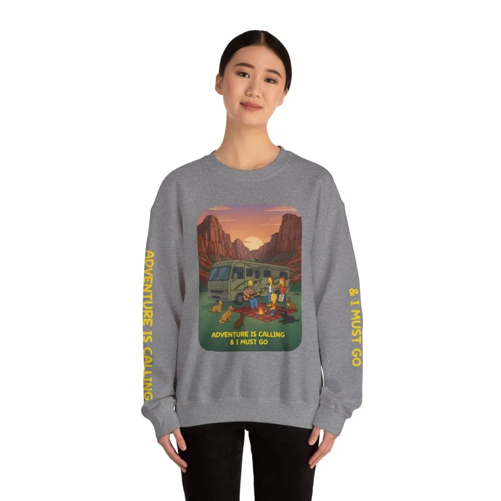 3538312223154897151_2048.jpeg Unisex Heavy Blend™ Crewneck Sweatshirt — "Adventure Is Calling-I Must Go" Design Sitcom-Line