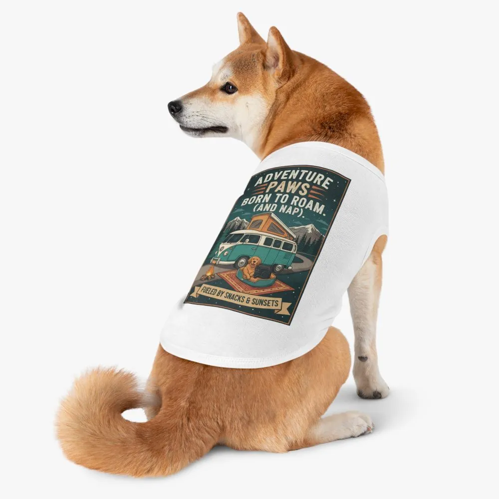 Pet Tank Top — "Adventure Paws Born to Roam (And Nap)" Camping Dog Shirt