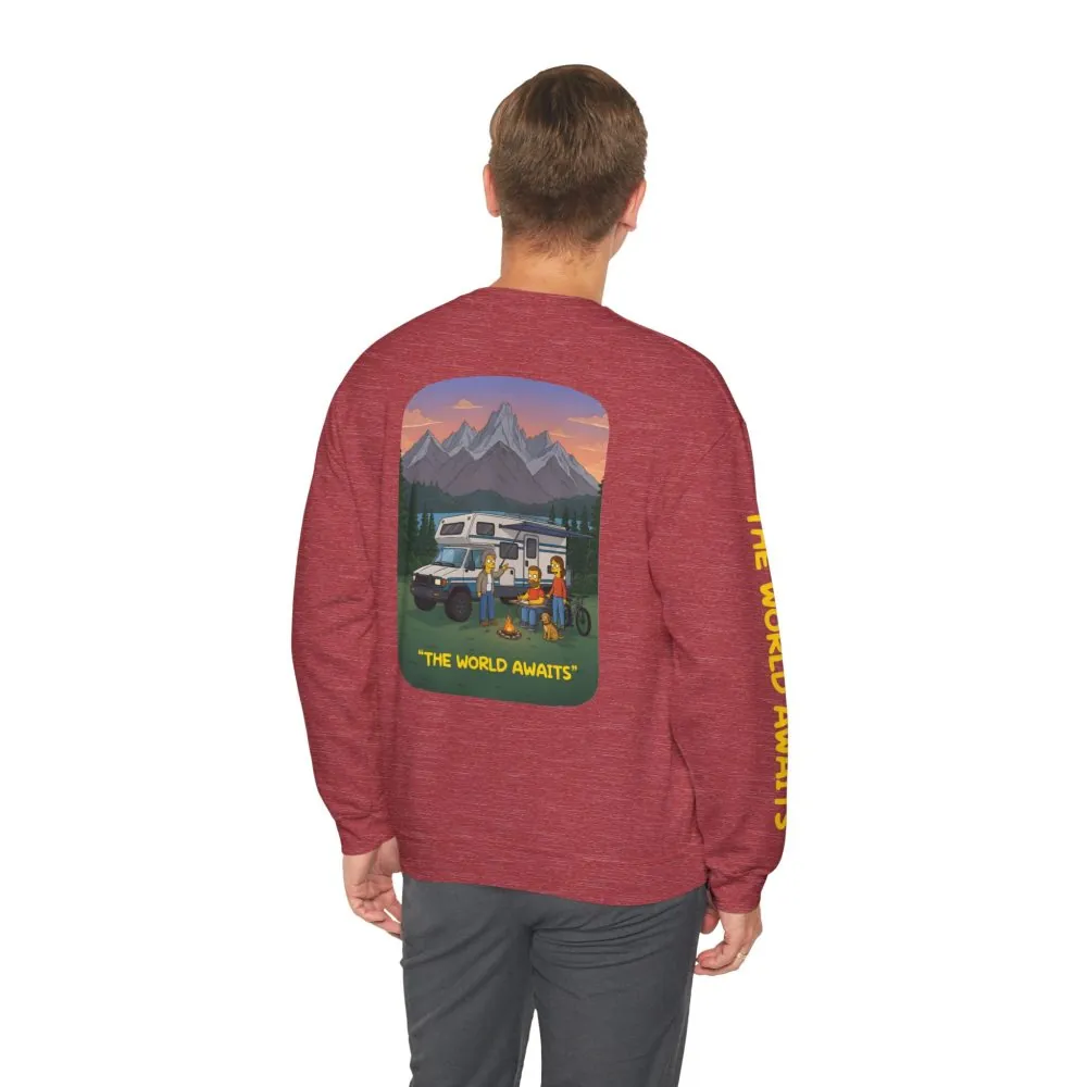 3541276037662281923_2048.jpeg Unisex Heavy Blend™ Crewneck Sweatshirt — "The World Awaits" Design Sitcom-Line