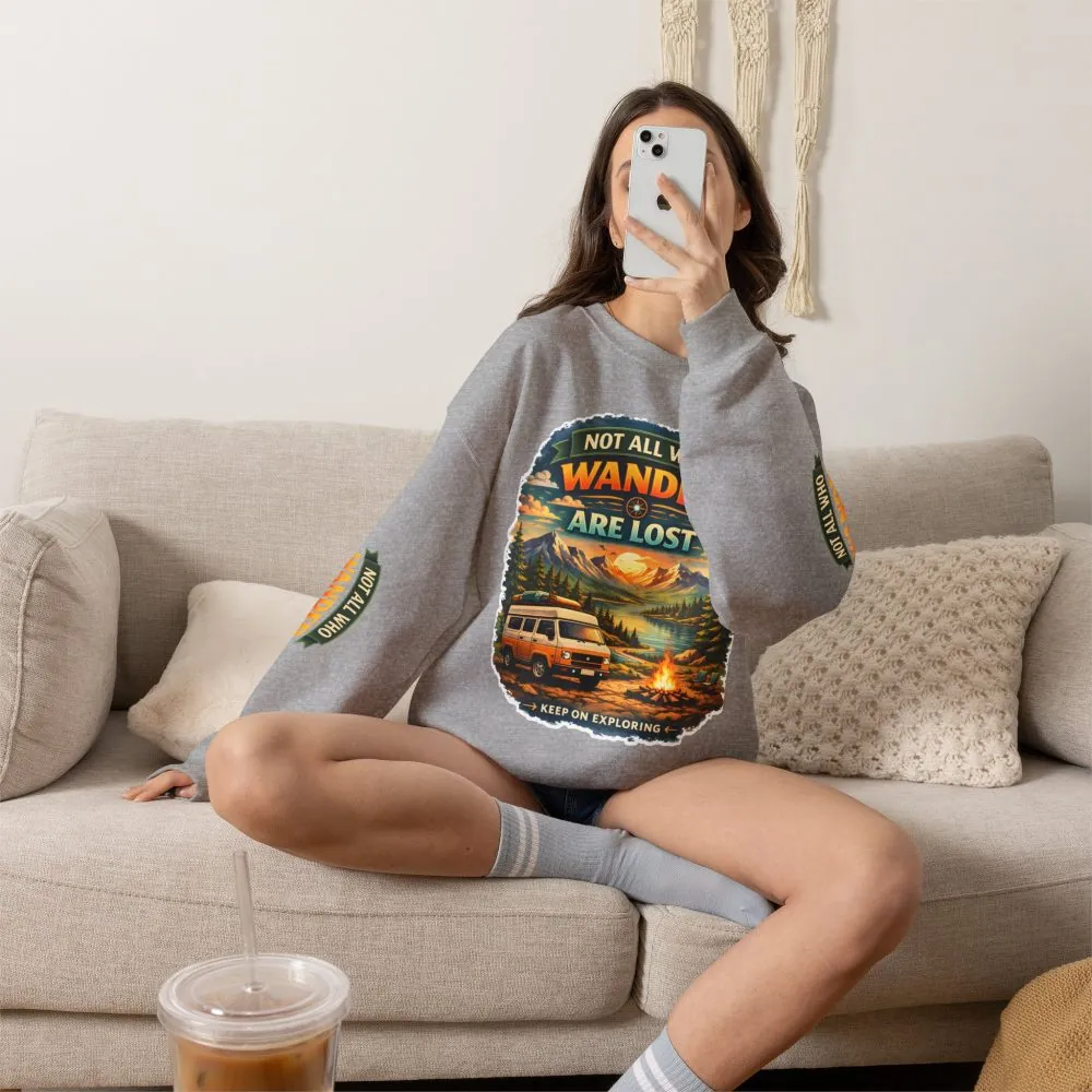 3545801323794148015_2048.jpeg Unisex Heavy Blend™ Crewneck Sweatshirt — "Not All Who Wander Are Lost" Design Scenic-Line