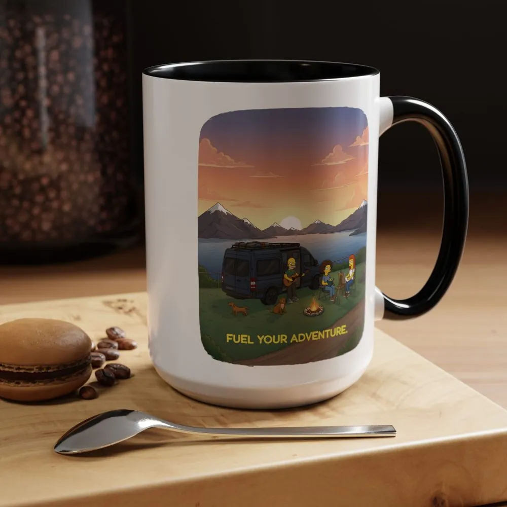 Accent Coffee Mug (11, 15oz) — "Fuel Your Adventure" Design Sitcom-Line