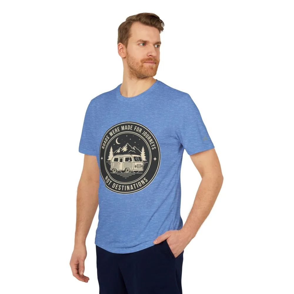 T-Shirt(Adidas) — 'ROAD WHERE MADE FOR JOURNEYS-NOT DESTINATIONS' (font + back printed) Brand Adidas